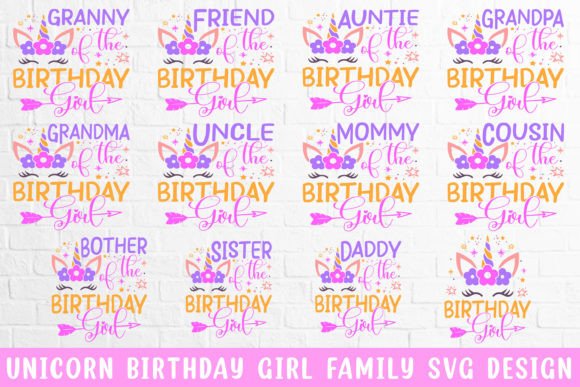 Download Unicorn Birthday Girl Family SVG DESIGN - Premium Resources